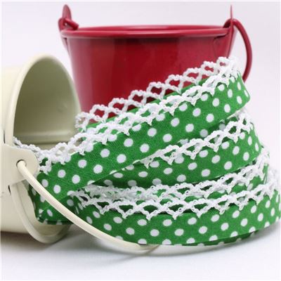 Crochet Edge - Emerald/White Spot